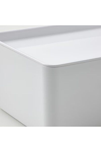 IKEA KUGGIS Box with Lid, White, 13x18x8 cm – Stackable Storage for Home & Bathroom