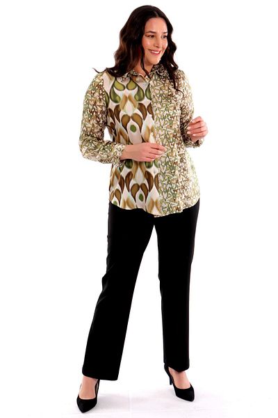 Metpoint Trend42Plus Large Size Drop Pattern Digital Printed Green Shirt