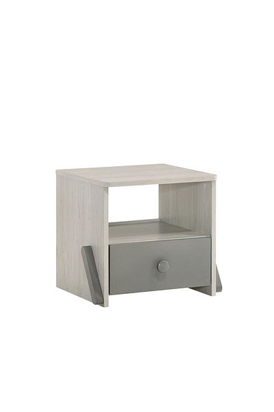 Danube Home Walker 1 Drawer Kids Nighstand Multifunctional Bedside Table-White Ash+Grey L40xW40xH40cm