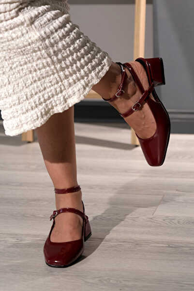 Akka Shoes Women's Mary Jane Patent Leather Ankle Strap Thick Heel Shoes