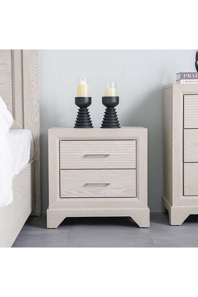 Danube Home Ryan Night Stand Multifunctional Bedside Table-Antique Grey Ash Veneer L59.8xW43.2xH57.3cm
