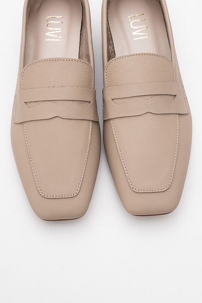LuviShoes Γυναικεία Loafer Παπούτσια MORNE Beige Skin Γνήσιο Δέρμα
