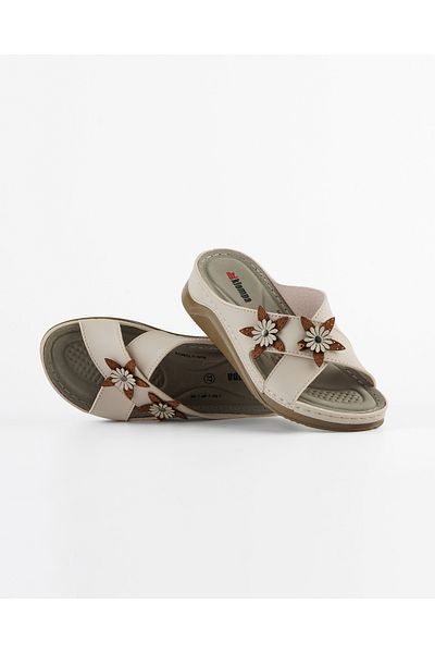 Tigerline Women's Slippers Ms011 Beige Fanetta Summer Orthopedic Daily Comfortable Home & Outdoor Slippers
