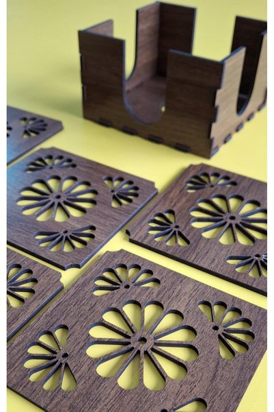 ERDİZDEN Erdizden 6' Boxed Wooden Coasters