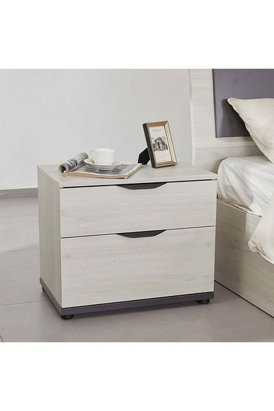Danube Home Pletora Night Stand Multifunctional Bedside Table-Grey Oak L60xW39xH51cm
