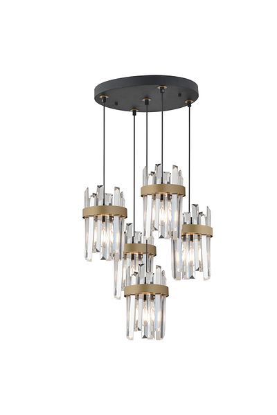Apliqa Lustra Cristal HubRom, APATIT 3944-05Y-BL 50x80 cm 5xE27-60W Negru /Antiq