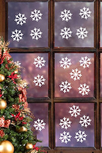 MIGNATIS Autocolant alb din sticlă cu fulgi de zăpadă 40 buc. Decor de Crăciu...