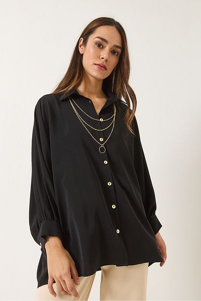 Bianco Lucci Women's Bat Sleeve Mobile Necklace Detailed Jesica Shirt 2454 60283107