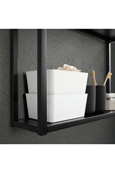 IKEA KUGGIS Box with Lid, White, 13x18x8 cm – Stackable Storage for Home & Bathroom