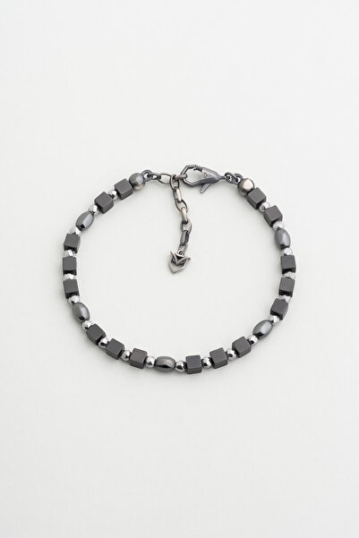 So CHIC... Hematit Taşlı Oksit Kaplama 22 Cm Gümüş Erkek Bileklik