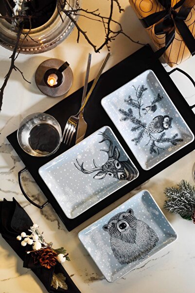 Kütahya Porselen طبق مسطح ثلجي 18x13 3 قطع