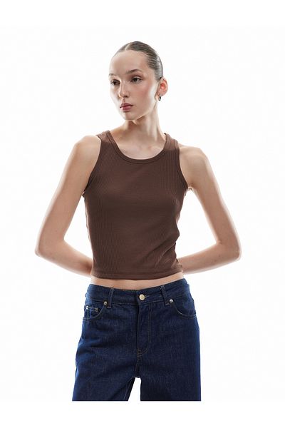 Koton Slim Fit Crew Neck Camisole Viscose Blended Basic Sleeveless Undershirt