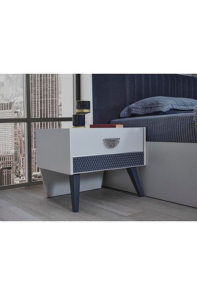 Danube Home طاولة جانبية متعددة الاستخدامات من كيوبس - أبيض/رمادي، الطول 63 سم × العرض 45 سم × الارتفاع 48.5 سم