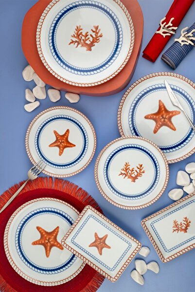 Kütahya Porselen Moderna 18 Parça 6 Kişilik Ikram Seti Sailor Rope