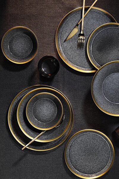 Kütahya Porselen Altın Fileli  Yemek Takımı 24 Parça