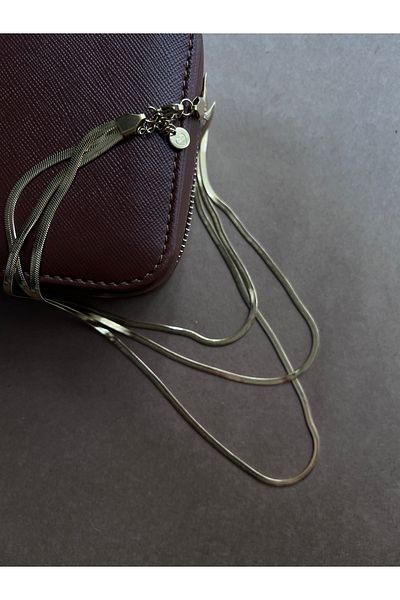 Miltonia 3 Row Italian Chain Steel Necklace
