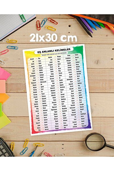 Ayışığı Dizayn 21x30 Eş Anlamlı Kelimeler(çok kullanılan) okul eğitim pvc kap...