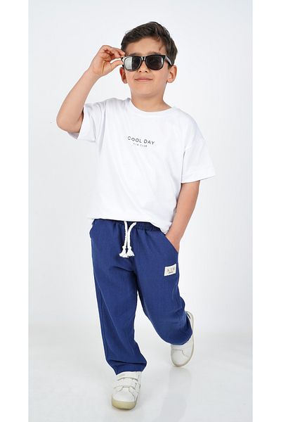 Katre Boy's Cotton Tshirt Linen Pants Suit