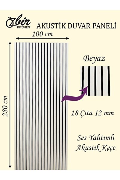 ÖZBİR KITCHEN Isı Ve Ses Yalıtımlı Beyaz Akustik Duvar Paneli 100x280 Ahşap D...