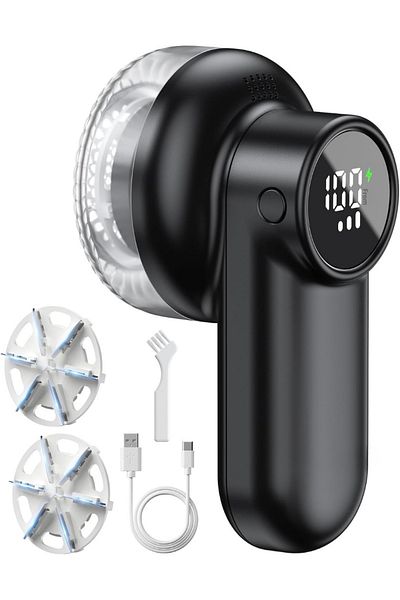 COOYA Rechargeable Fabric Shaver with Digital Display, Lint  Shaver with 6-Leaf Blades and Safety Lock