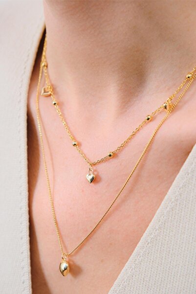 AURRARİ Gold 2'li Kalpli Kolye