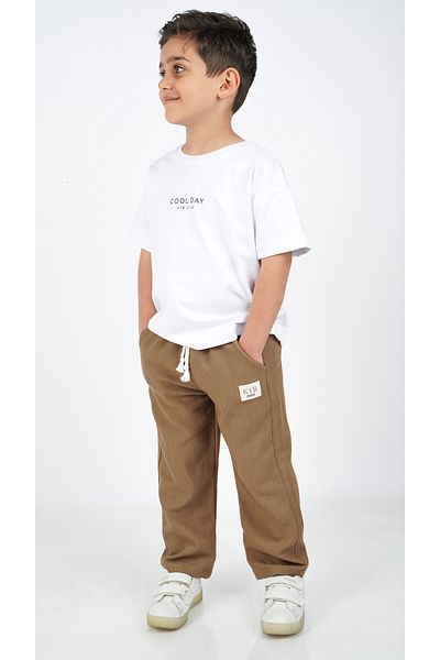 Katre Boy's Cotton Tshirt Linen Pants Suit