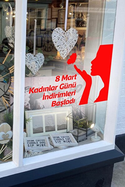 MIGNATIS 8 Mart Kadınlar Günü Indirimleri Başladı Yazısı Cam Vitrin Sticker K...