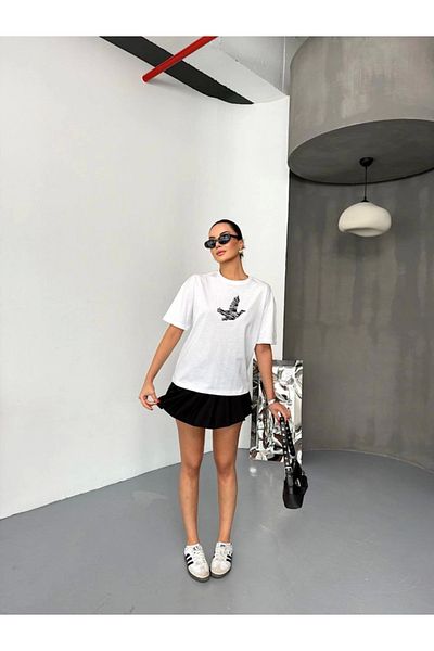 velmorafashion Eyesof Short Sleeve Printed T-Shirt - White