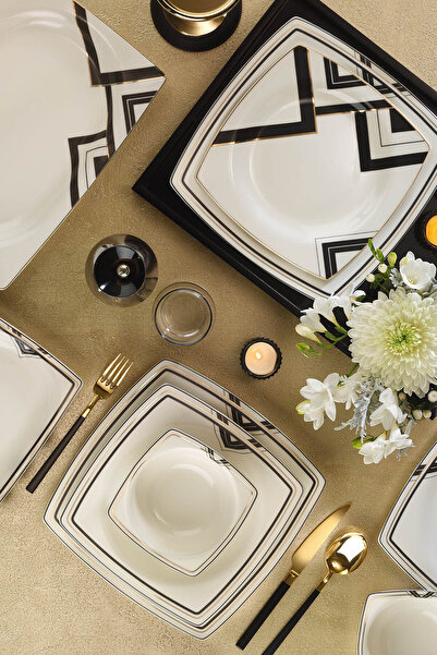 Kütahya Porselen İnci Bone Mare 53 Parça 12 Kişilik Yemek Takımı Dekor 12045