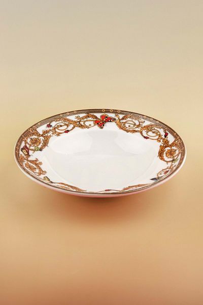 Bursa Porselen Dekor Gold Butterfly Gold Gilded Large Size Salad Bowl