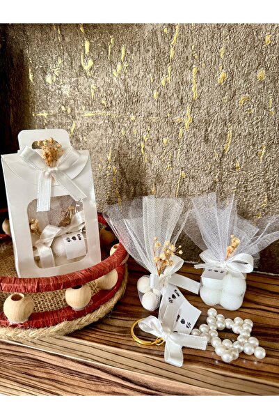 Larmina Decoration 10 حقائب صغيرة هدية (شمعة، حلوى اللوز وسلسلة مفاتيح على شكل نجمة