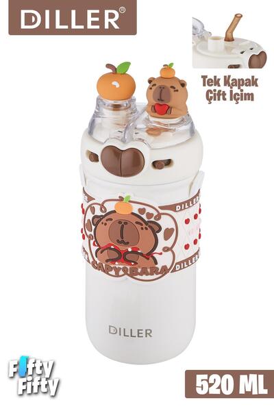 Vagonlife DILLER 520 ML Tek Kapak Çift Kullanım Pipetli/Pipetsiz Boyun Askılı/Çelik Termos -FFDILLERD93RENK