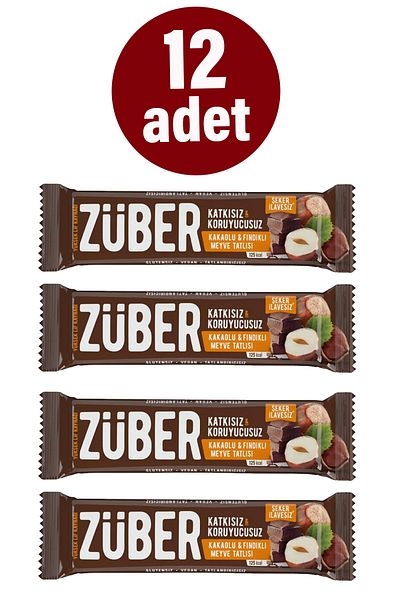 Züber Fruit Bar with Hazelnut and Cocoa 40g X12 Pieces