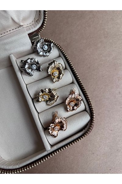 Miltonia Zircon Stone Flower Steel Earrings