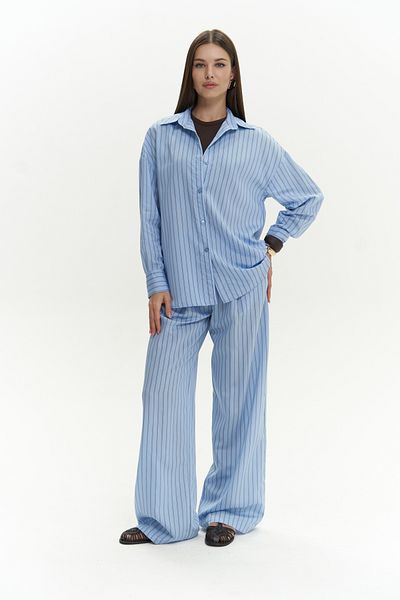 MAİ COLLECTİON Set pantaloni cămașă albastră cu dungi Berlin