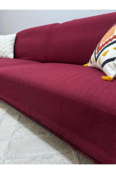 ŞENER HOME Modern Multi-Purpose Throw & Sofa Cover - Claret Red