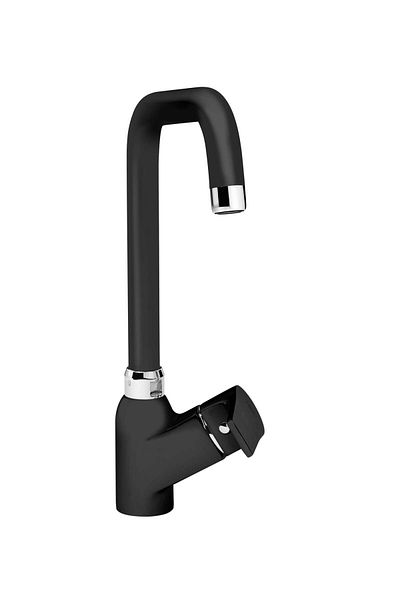 GS Rubinetterie Deck Mounted Single Lever Kitchen Sink Faucet Black Chrome