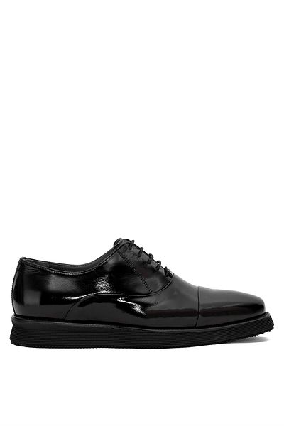 LUCIANO BELLINI Men's Black Casual Shoes 25Y-E4201 Genuine Patent Leather
