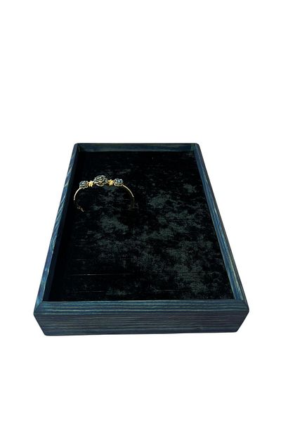 MeGass Dekor Blue Wooden Model 25 / 18 cm Black Color Bracelet Handcuff Tray