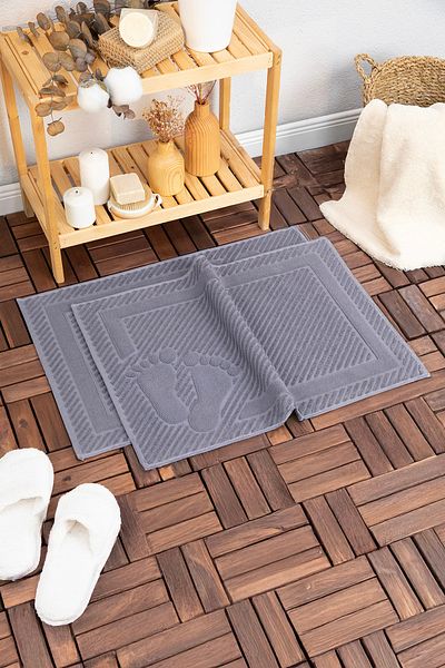 FAVORA Leoline 100% Cotton Premium 2-Piece Foot Towel - Anthracite