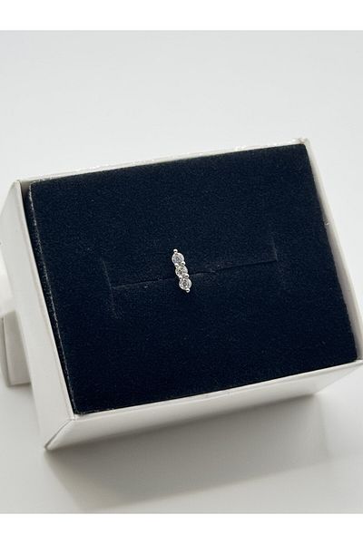 alysa jewelry Surgical Steel Three Stone Piercing Zircon Stone Shiny