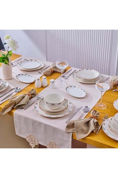 Karaca Karaca Forever Bone China New Brillo 53-Piece Dinner set for 12 People, Multi