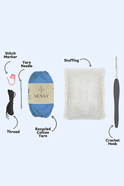 SENSY Amigurumi Kit Başlangıç Seviye Amigurumi Kiti Blue Ellie