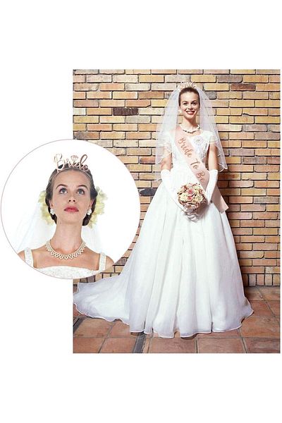 Naler Set de 16 accesorii pentru nunta Naler, plastic/textil, alb/auriu/rose