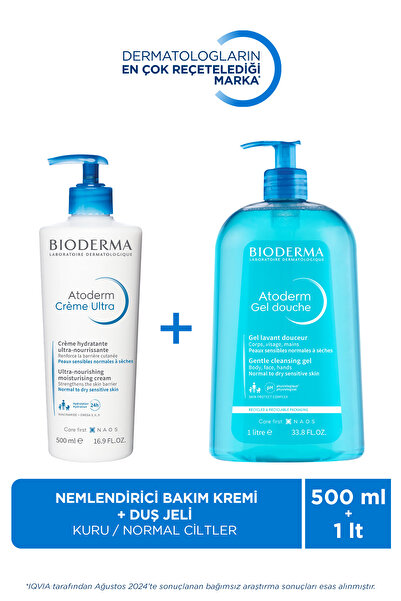 Bioderma Atoderm Kuru Ciltler Nemlendirici ve Temizleyici Cilt Bakım Seti Bebek, Çocuk, Yetişkin