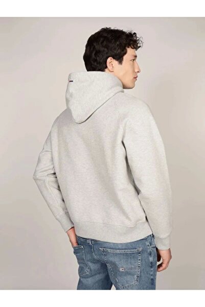 Tommy Hilfiger TJM TERRY HOODIE GREY MELANGE Erkek gri Sweatshirt DM0DM21259P01
