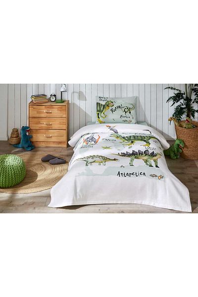 Özdilek Single Pique Set with Dinosaur Figure