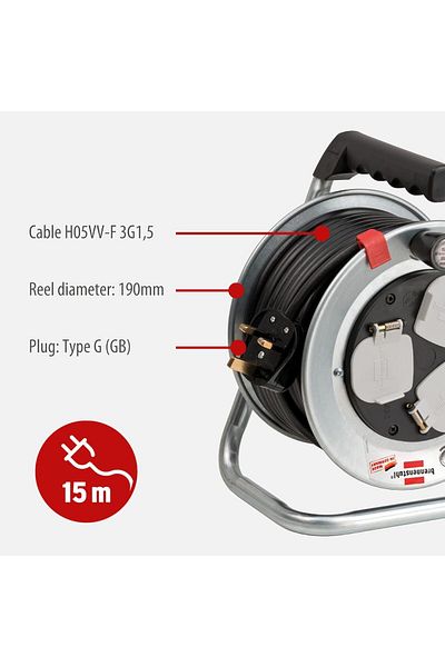 Brennenstuhl بكرة كابلات Garant S Compact بطول 15 مترًا
