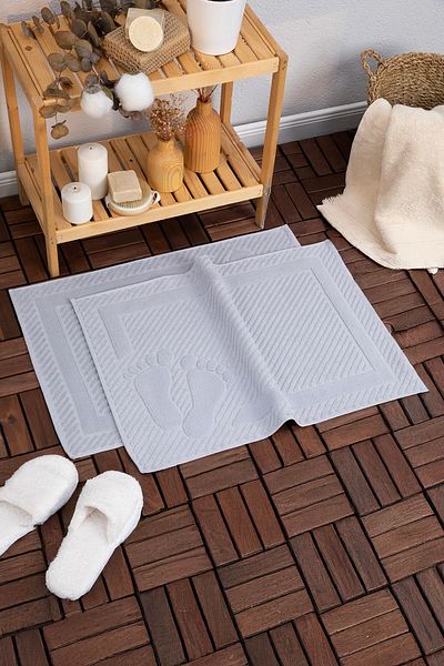 FAVORA Leoline 100% Cotton Premium 2-Piece Foot Towel - Gray