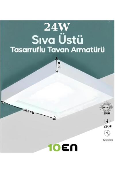 10EN 24w Sıva Üstü Kare Led Panel Tavan Armatürü Spot Led Lamba